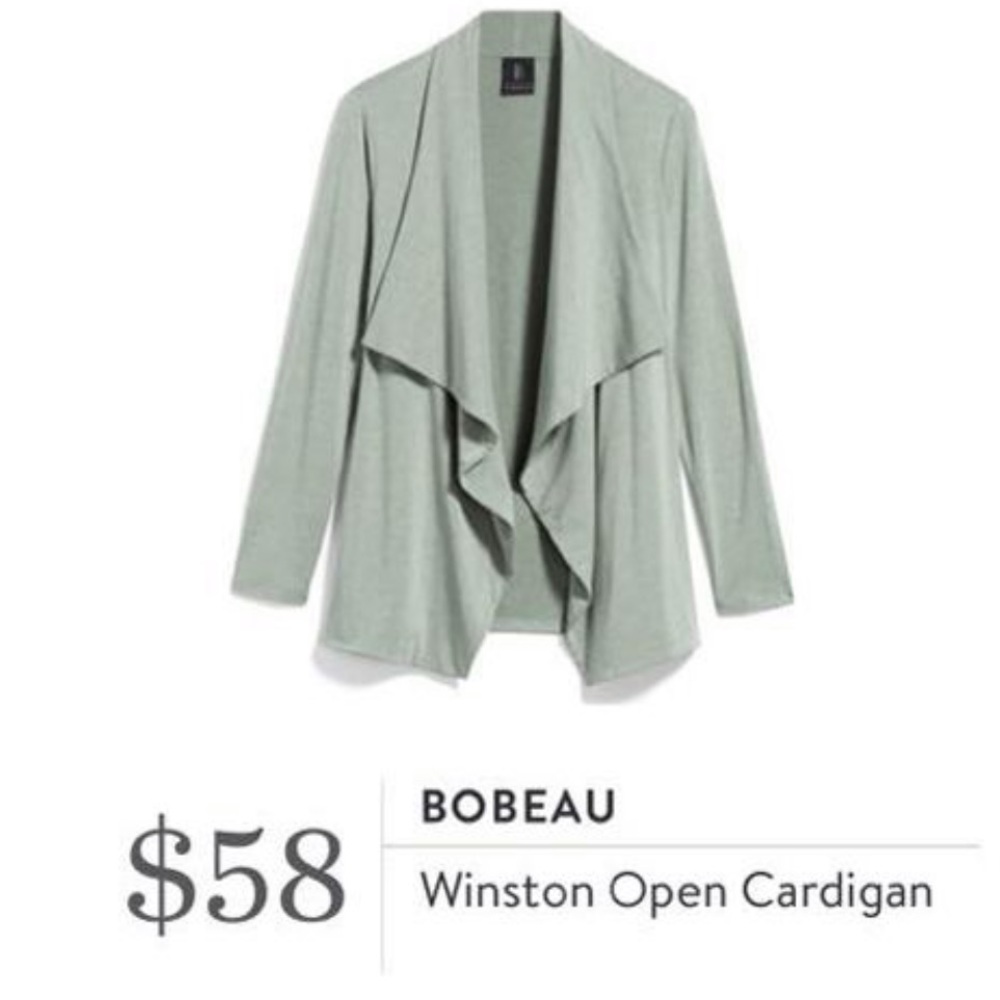 Bobeau- Green Drape Front Cardigan